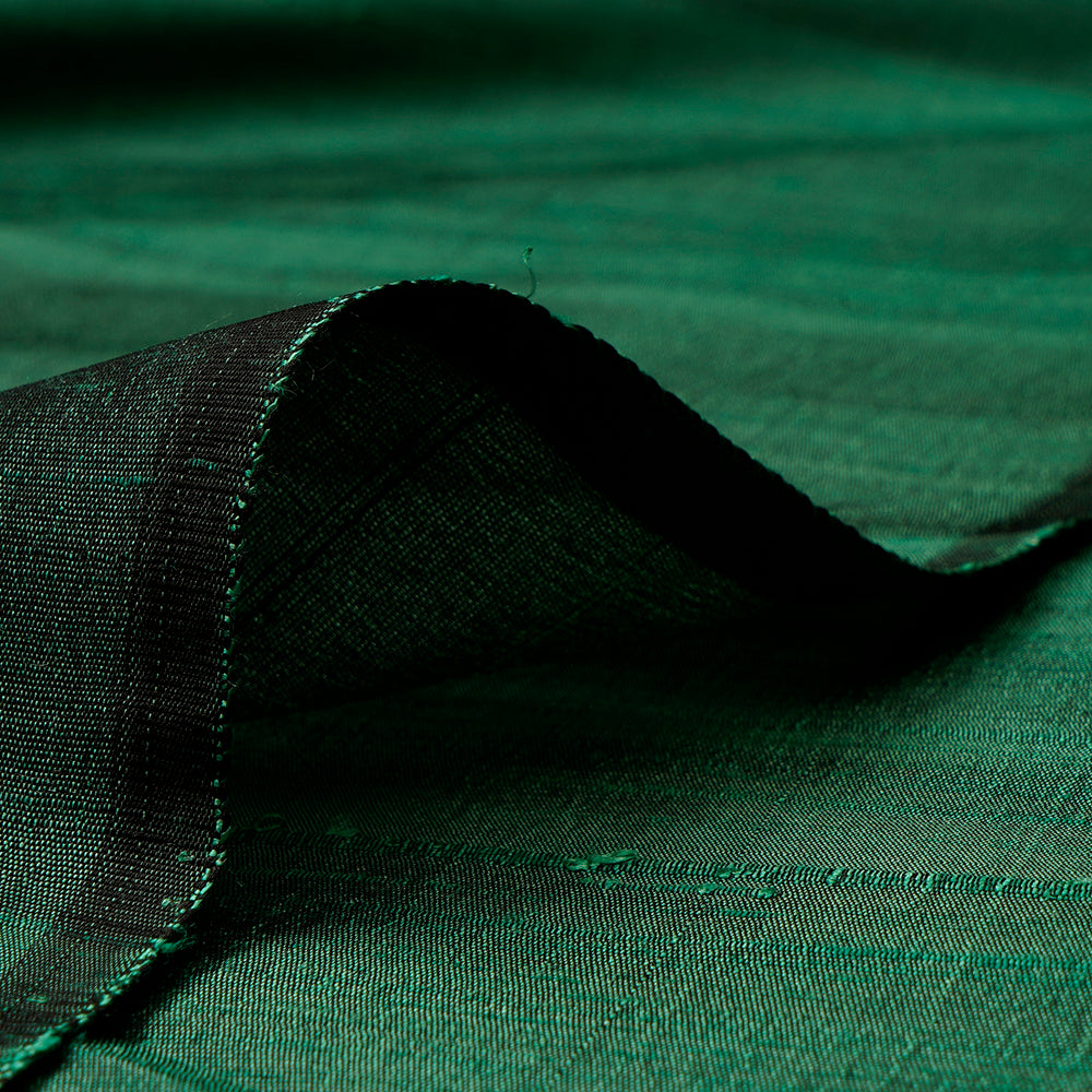 Green-Black Color Dual Tone Blended Dupion Silk Fabric