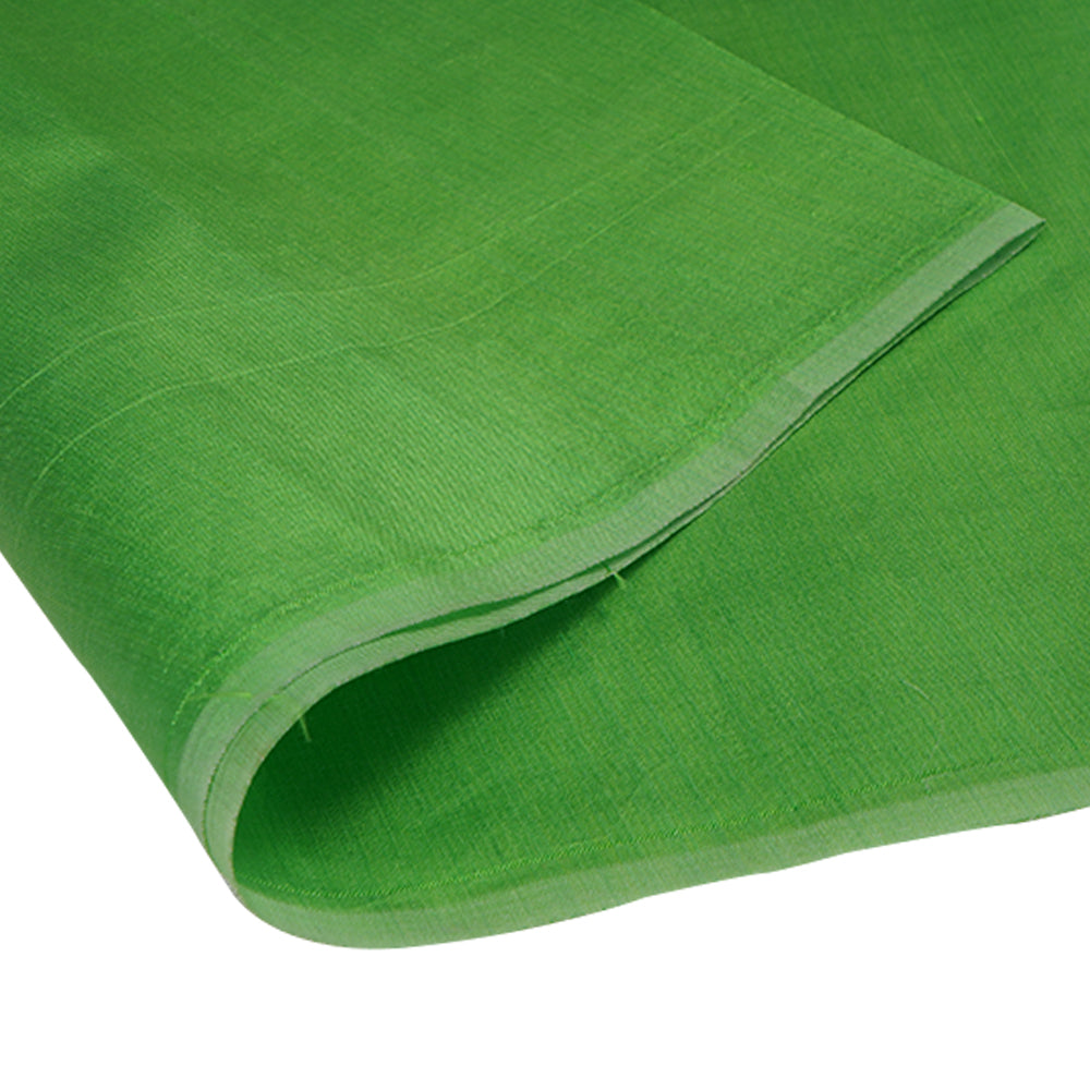 Parrot Green Color Kora Dupion Silk Fabric