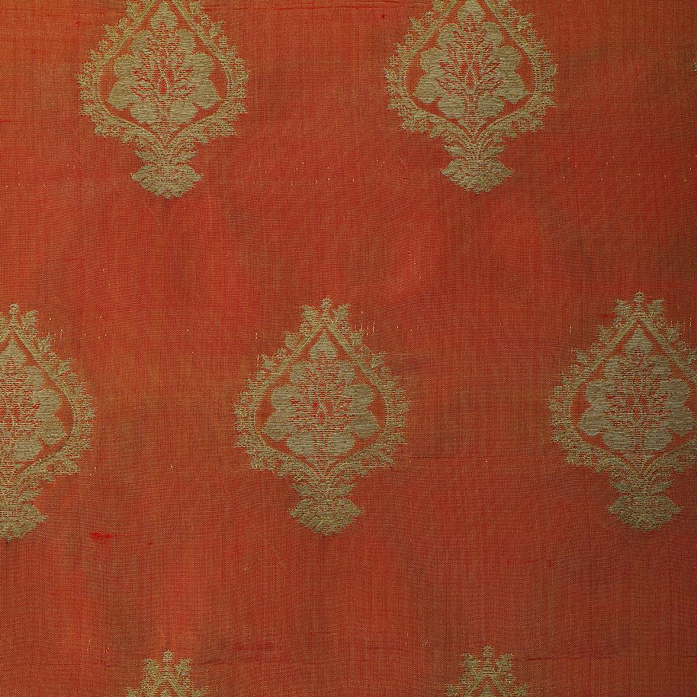 Brown-Silver Color Handwoven Brocade Fabric