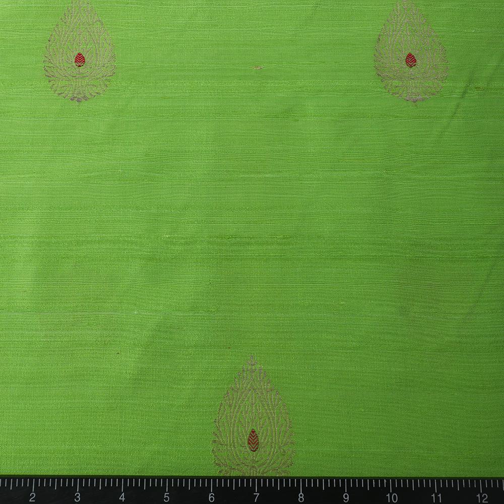 Green Gecko Color Brocade Dupion Silk Fabric