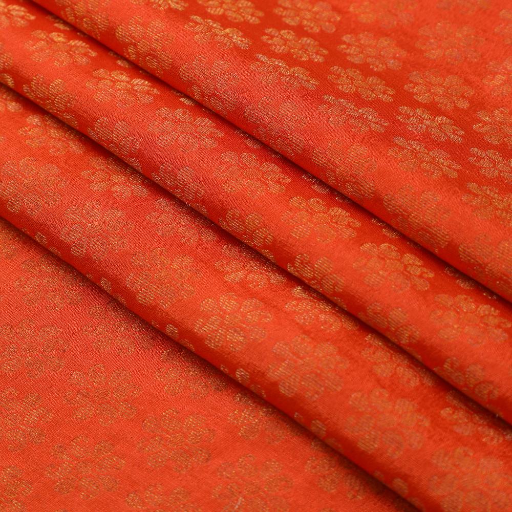 Orange-Golden Color Crepe Brocade Fabric