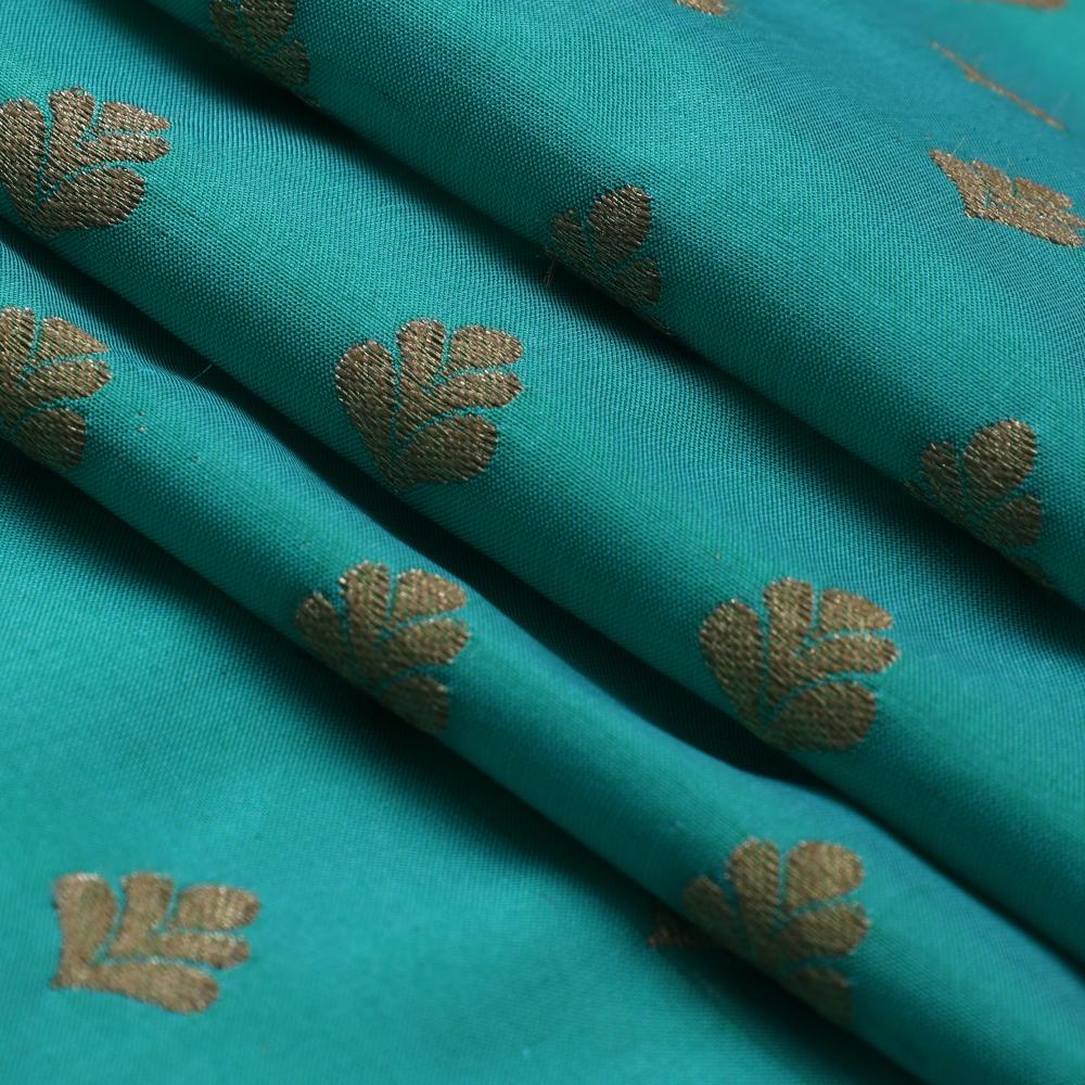 Aqua Green Color Handwoven Brocade Fabric