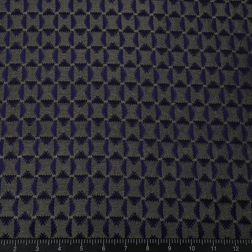 Dark Blue-Golden Color Crepe Brocade Fabric