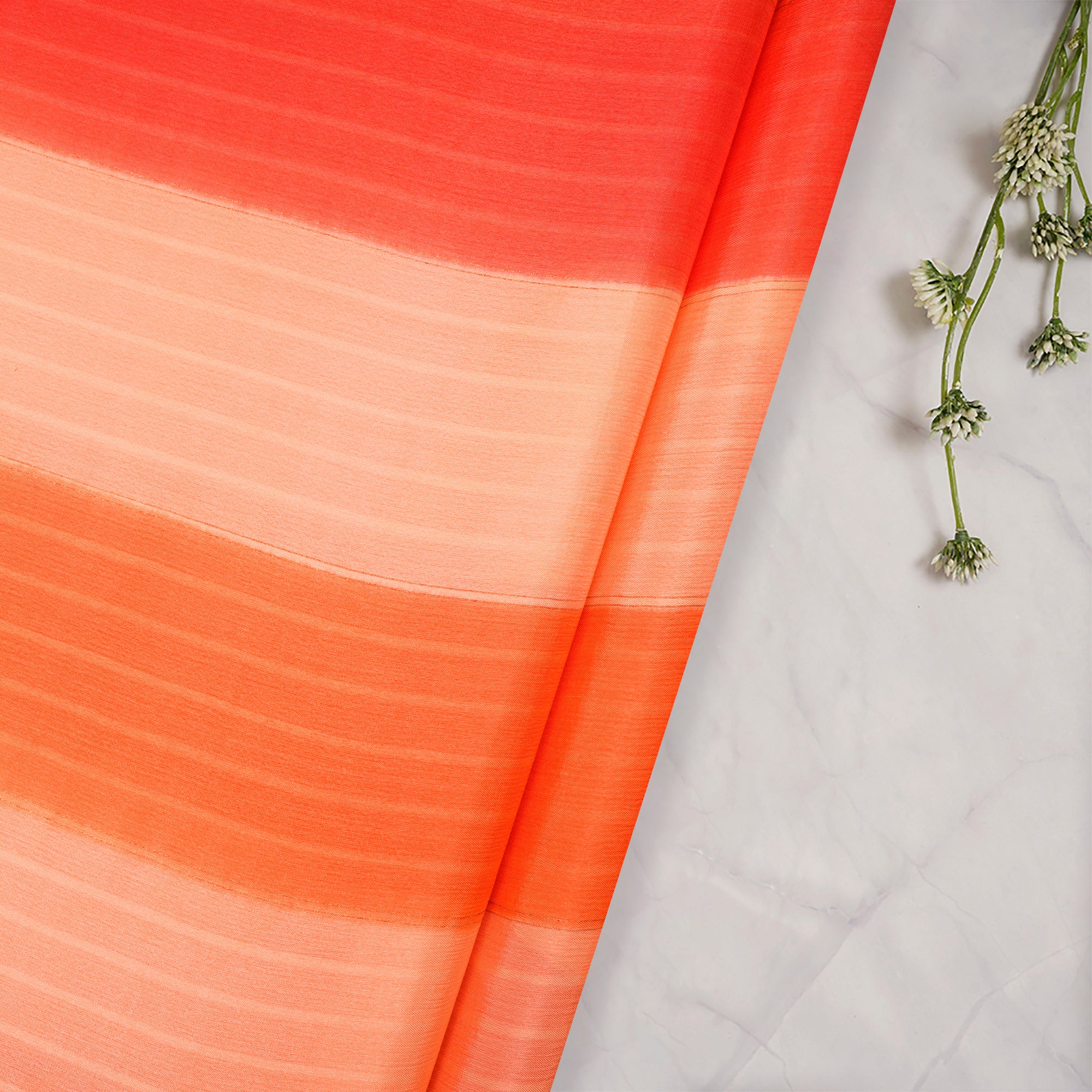 Orange Color Yarn Dyed Satin Silk Fabric