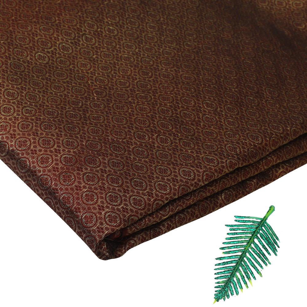 Golden-Brown Color Handwoven Brocade Fabric