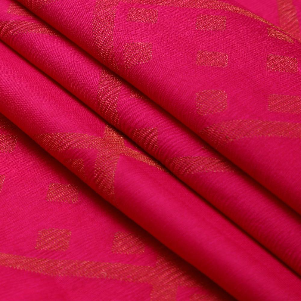 Magenta Color Brocade Dupion Silk Fabric