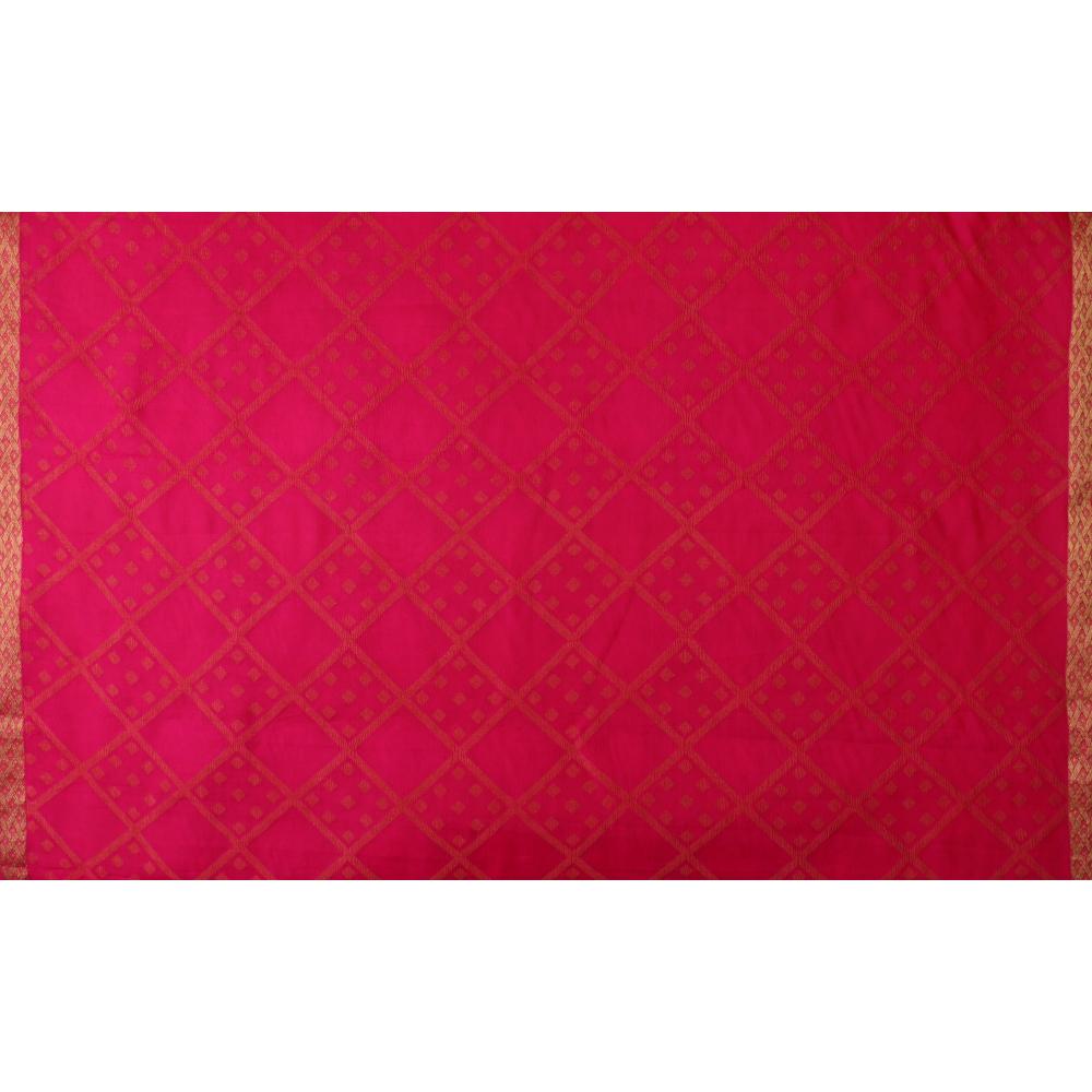 Magenta Color Brocade Dupion Silk Fabric