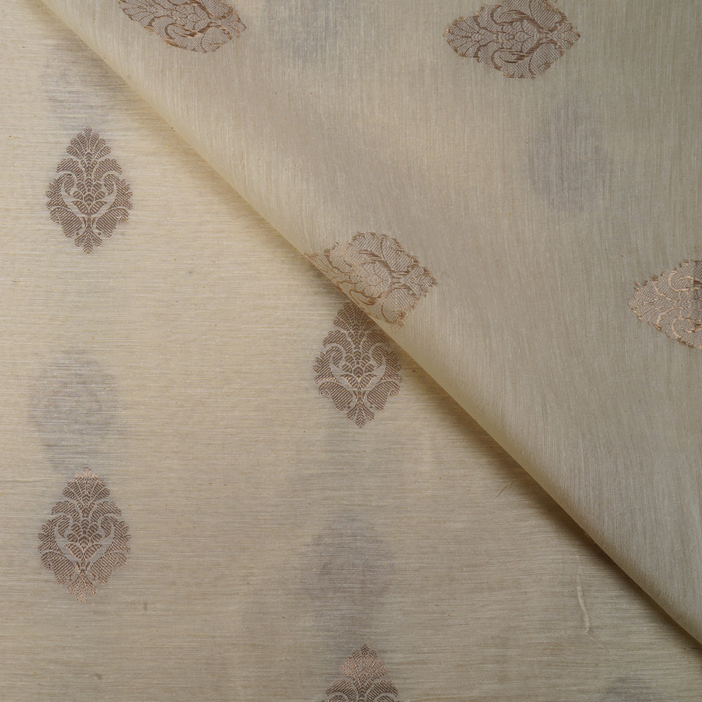 Off White Color Jacquard Noile Silk Fabric