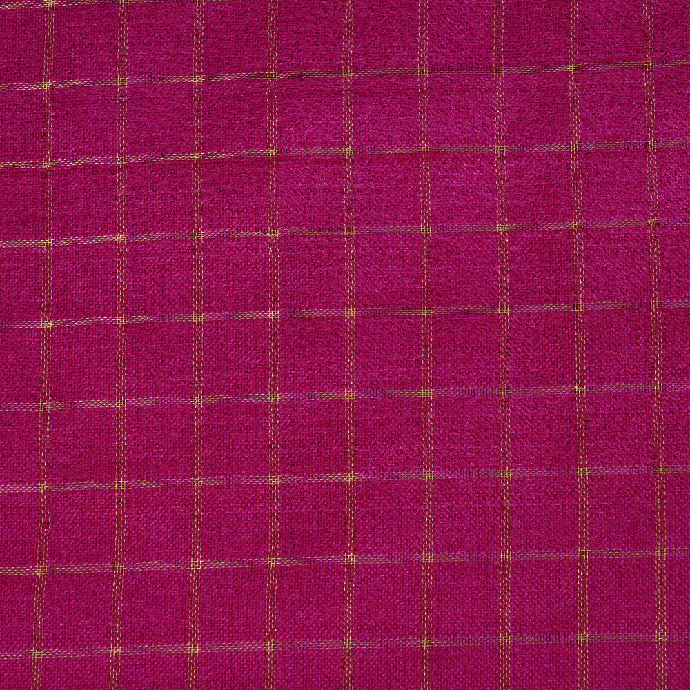 Pink Color Zari Checked Tussar Silk Fabric