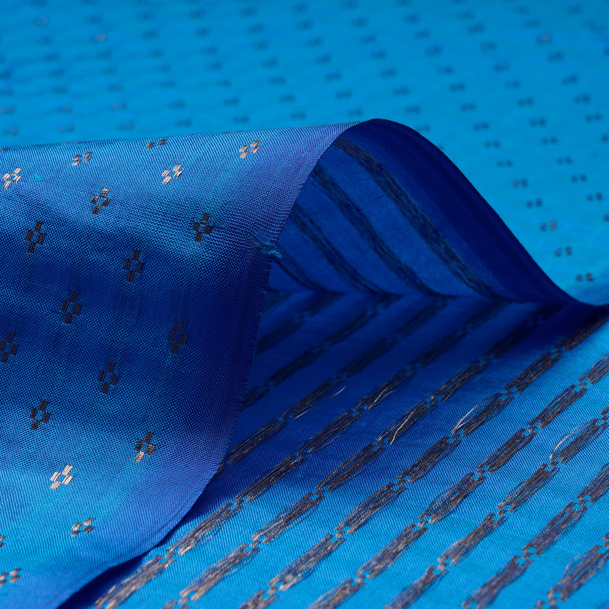 Royal Blue Mushroo Weave Premium Silk Jacquard Fabric