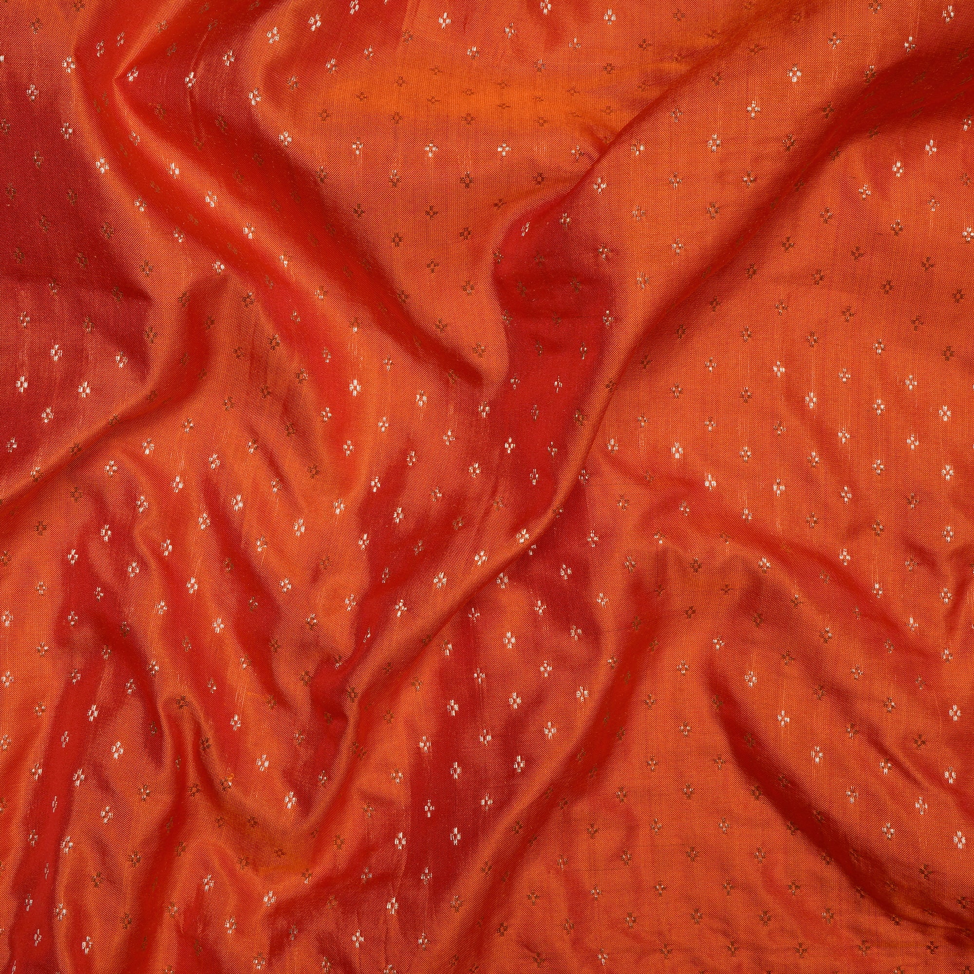 Neon Orange Mushroo Weave Premium Silk Jacquard Fabric