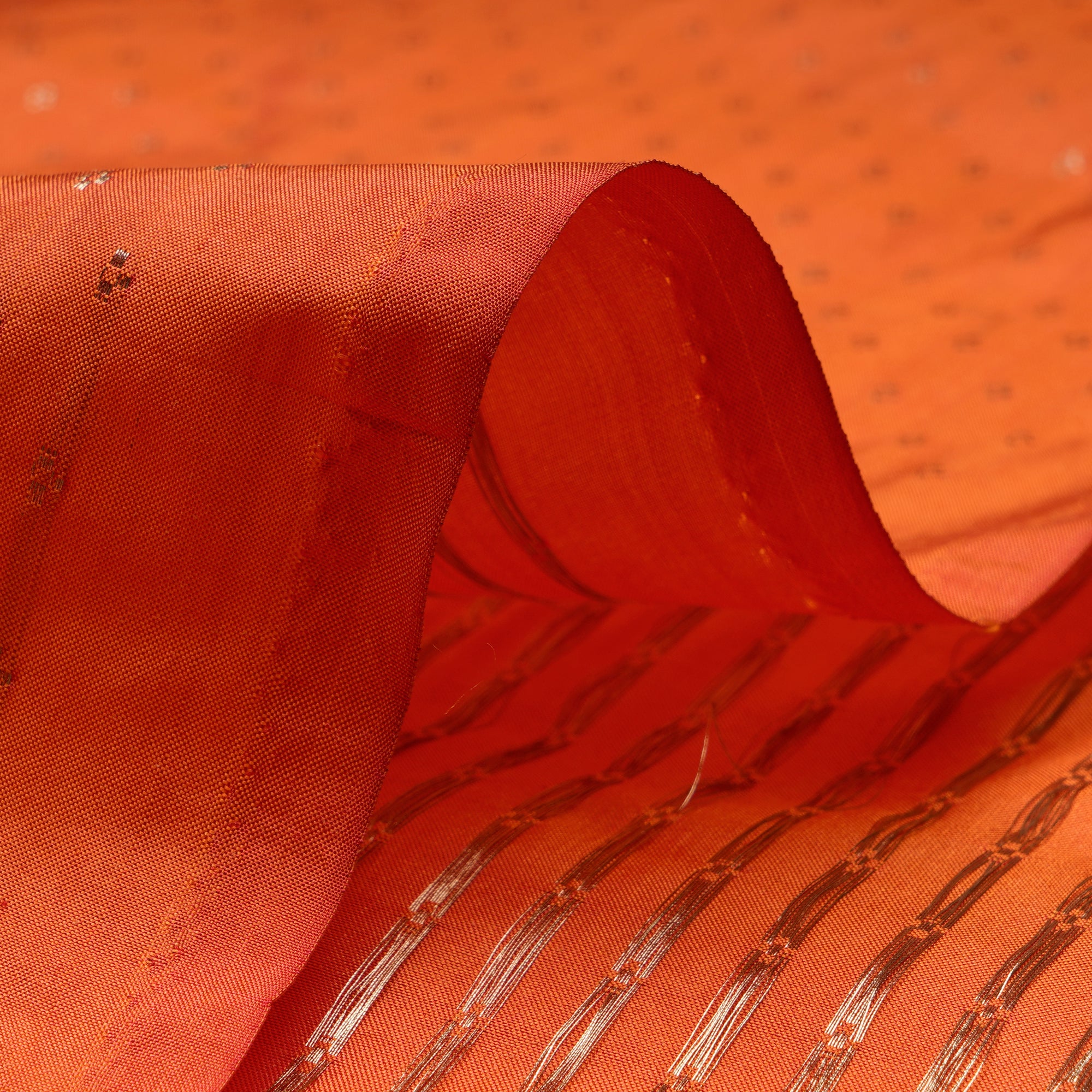 Neon Orange Mushroo Weave Premium Silk Jacquard Fabric