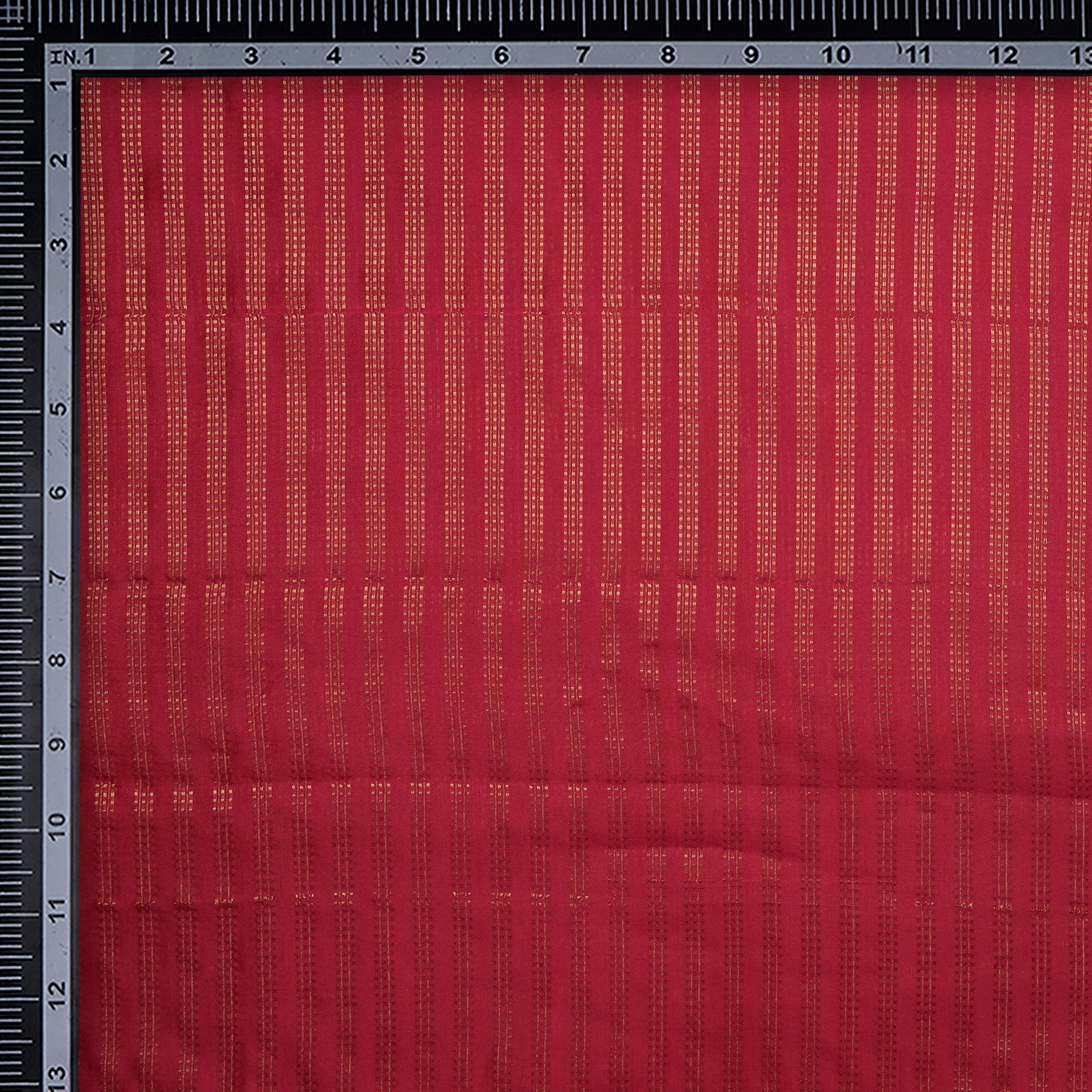 Red Yarn Dyed Zari Stripe Pattern Fancy Pure Silk Fabric