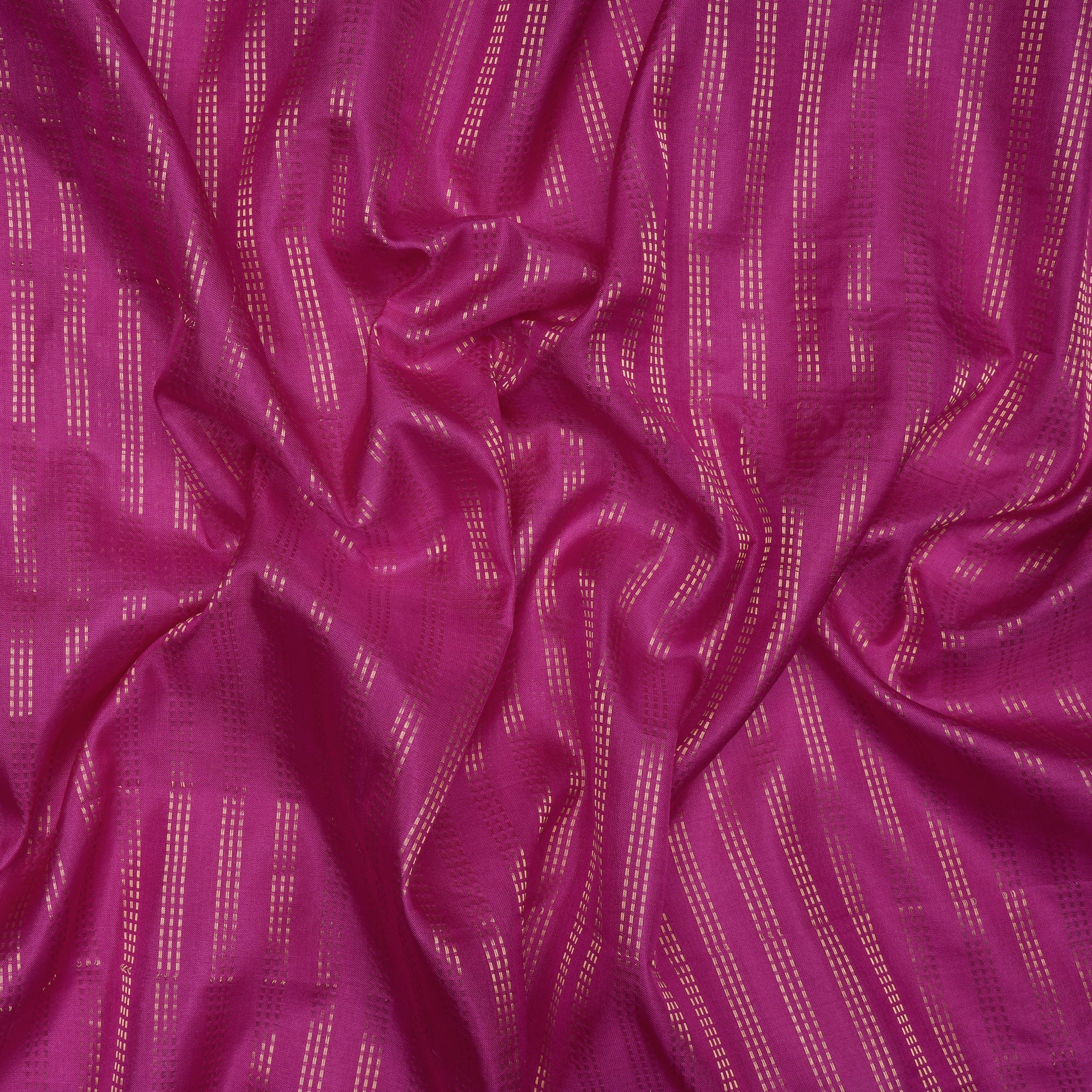 Fuschia Yarn Dyed Zari Stripe Pattern Fancy Pure Silk Fabric