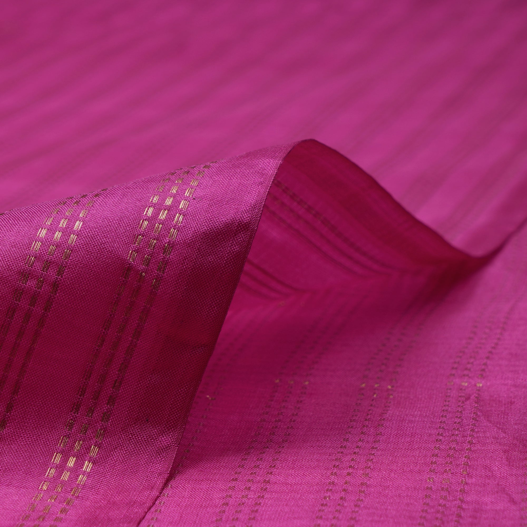 Fuschia Yarn Dyed Zari Stripe Pattern Fancy Pure Silk Fabric