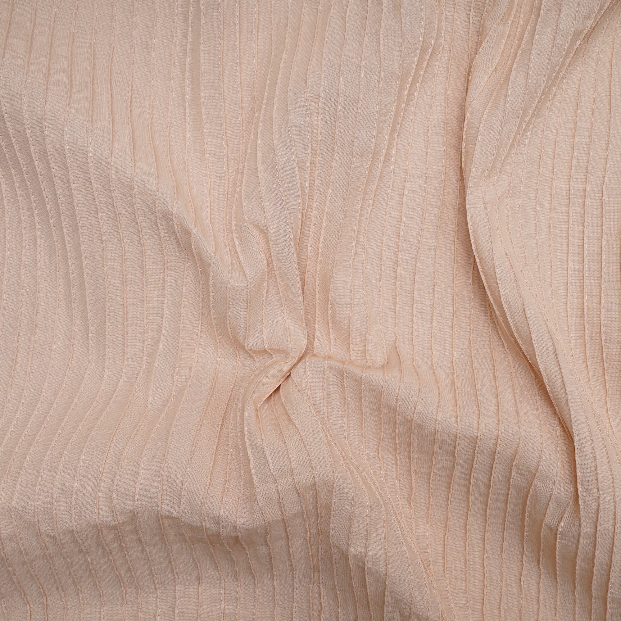 Cream Pintuck Pattern High Twist Cotton Voile Fabric