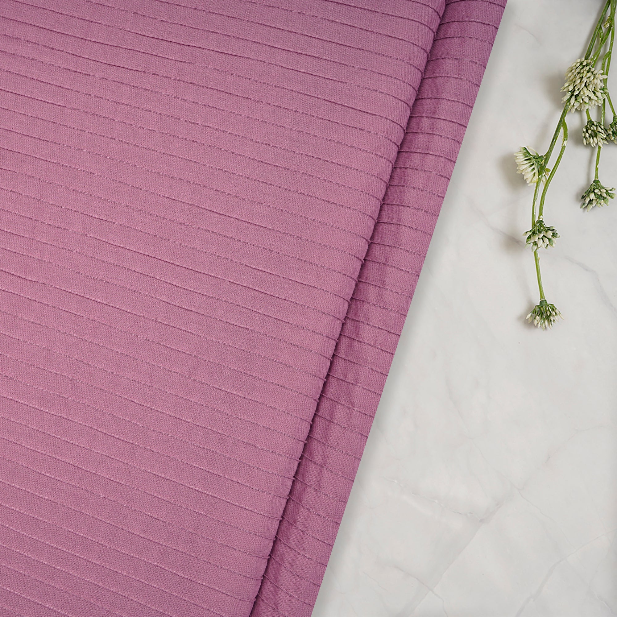 Carnation Pink Pintuck Pattern High Twist Cotton Voile Fabric