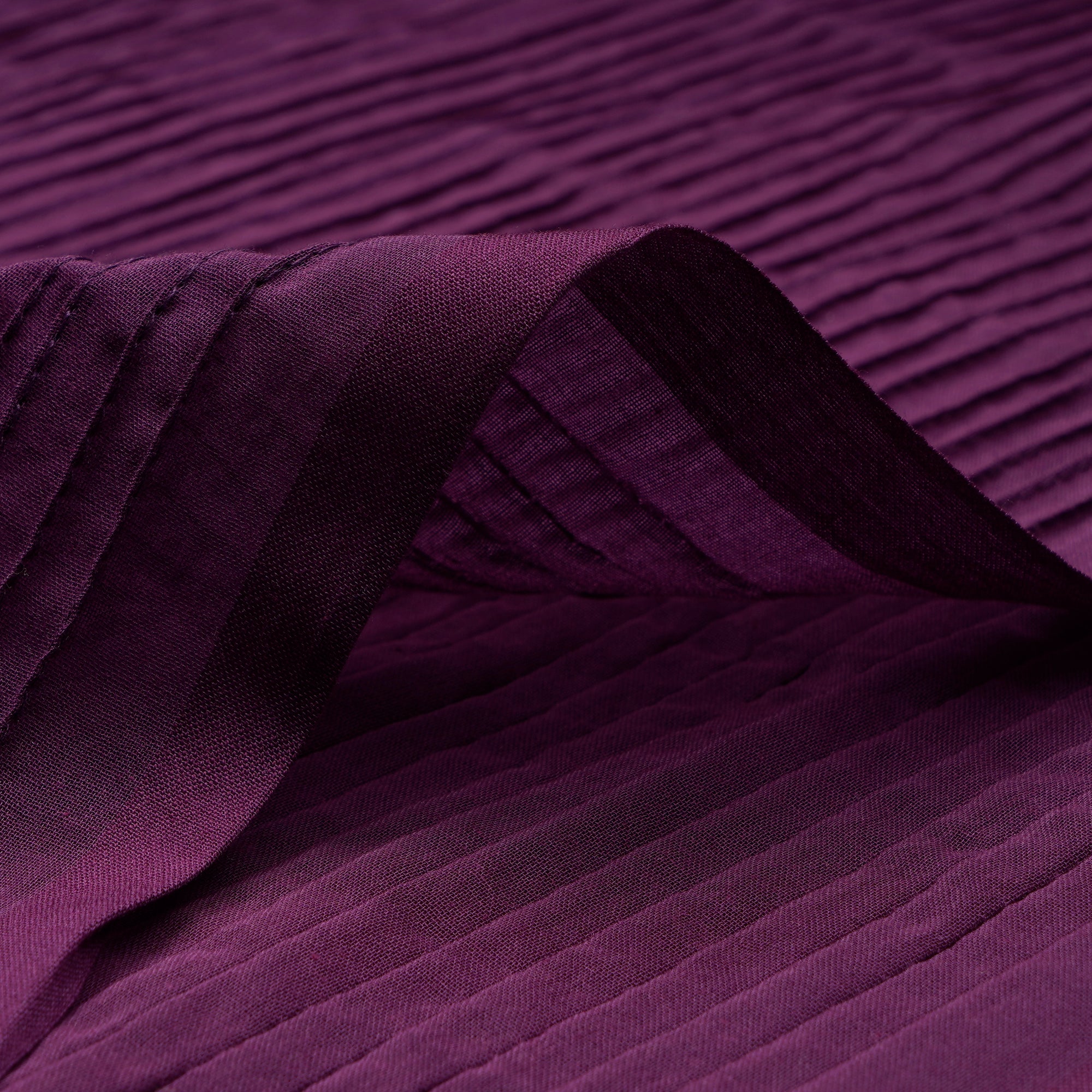 Dark Purple Pintuck Pattern High Twist Cotton Voile Fabric