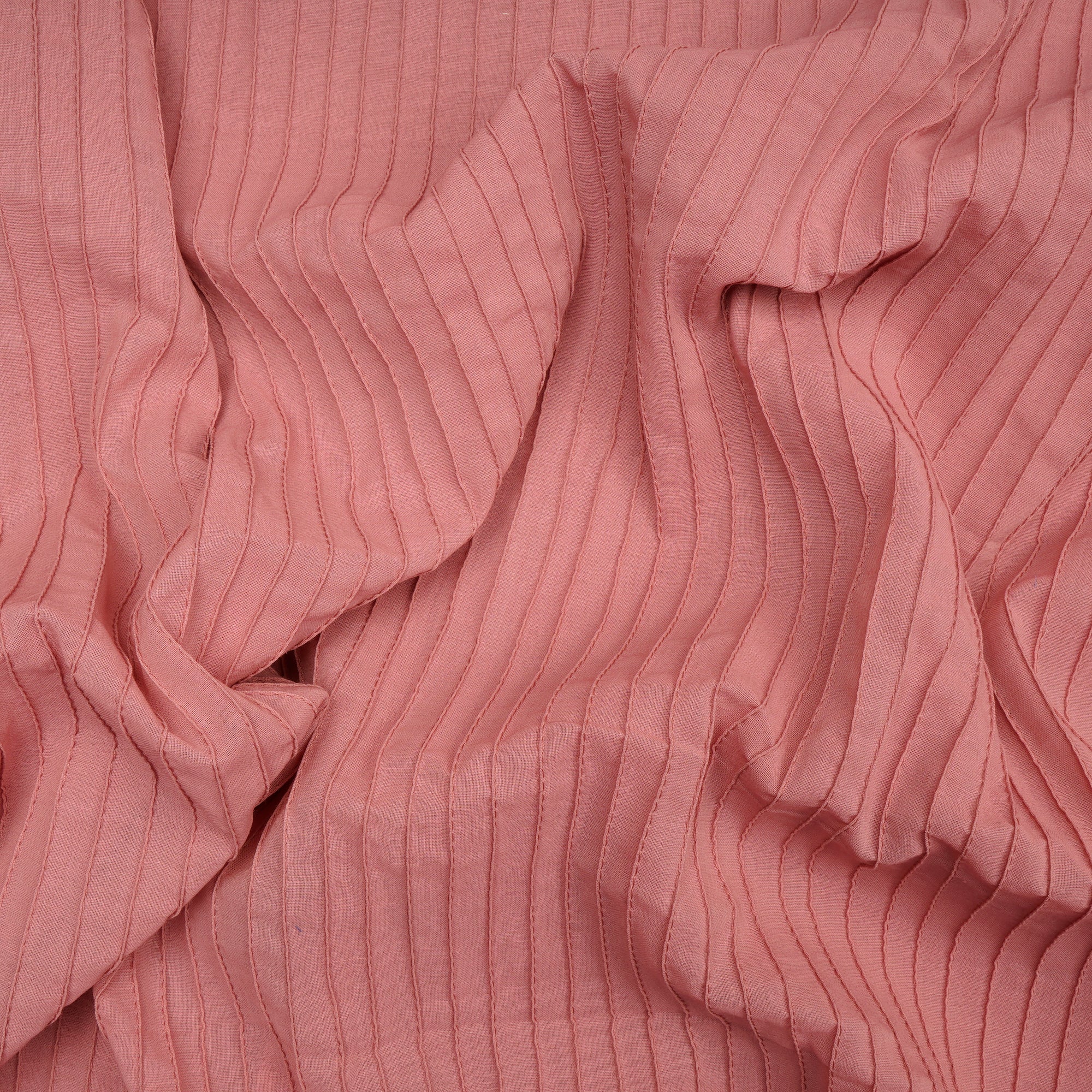 Blush Pink Pintuck Pattern High Twist Cotton Voile Fabric