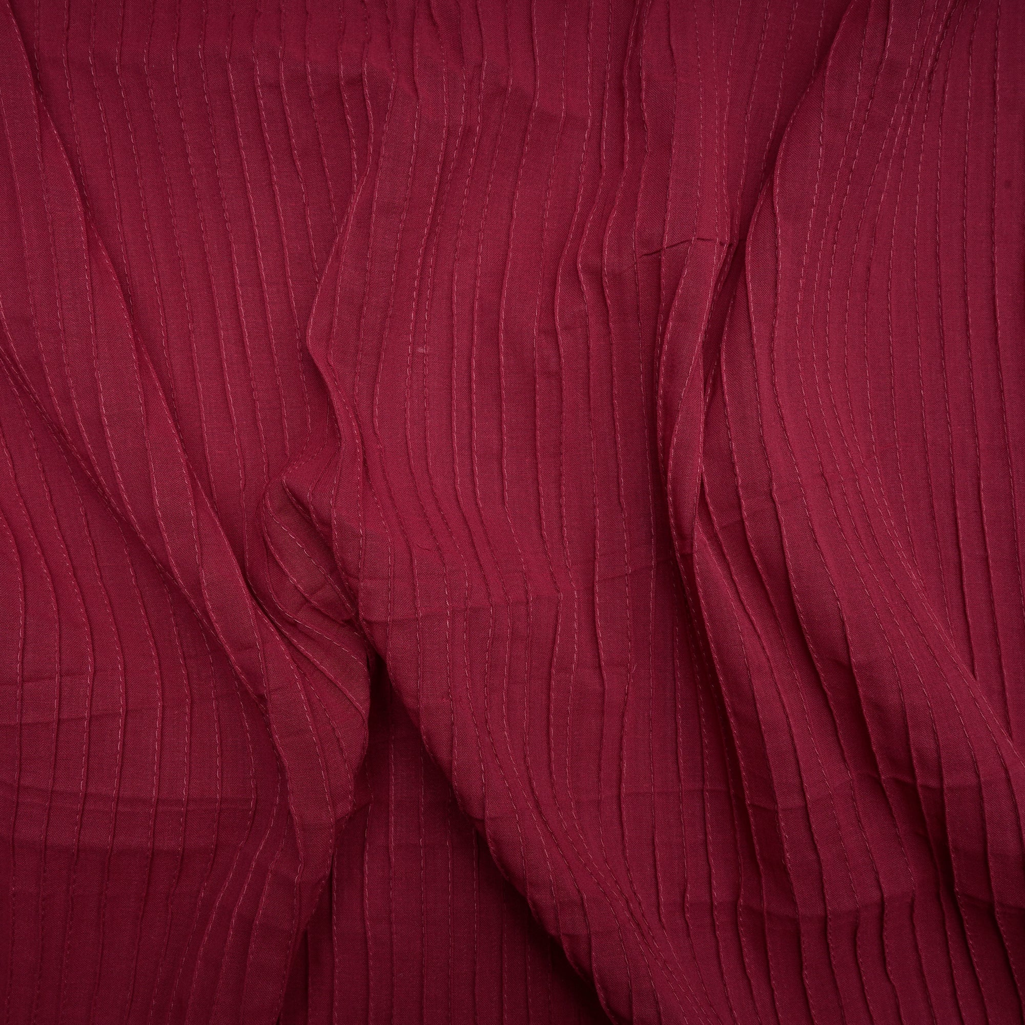 Raspberry Wine Pintuck Pattern High Twist Cotton Voile Fabric