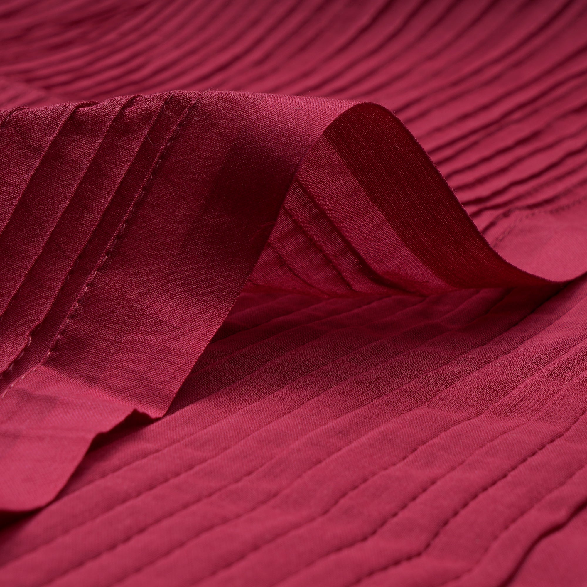 Raspberry Wine Pintuck Pattern High Twist Cotton Voile Fabric
