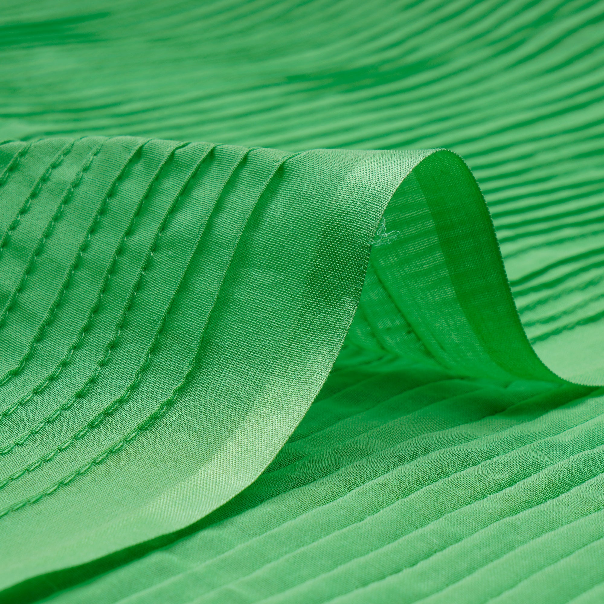 Summer Green Pintuck Pattern High Twist Cotton Voile Fabric