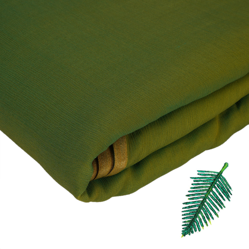 Green Color Yarn Dyed Chiffon Silk Fabric