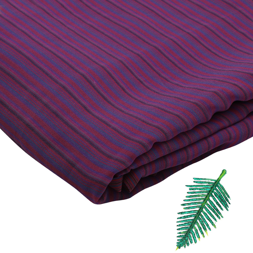 Purple Color Yarn Dyed Georgette Silk Fabric