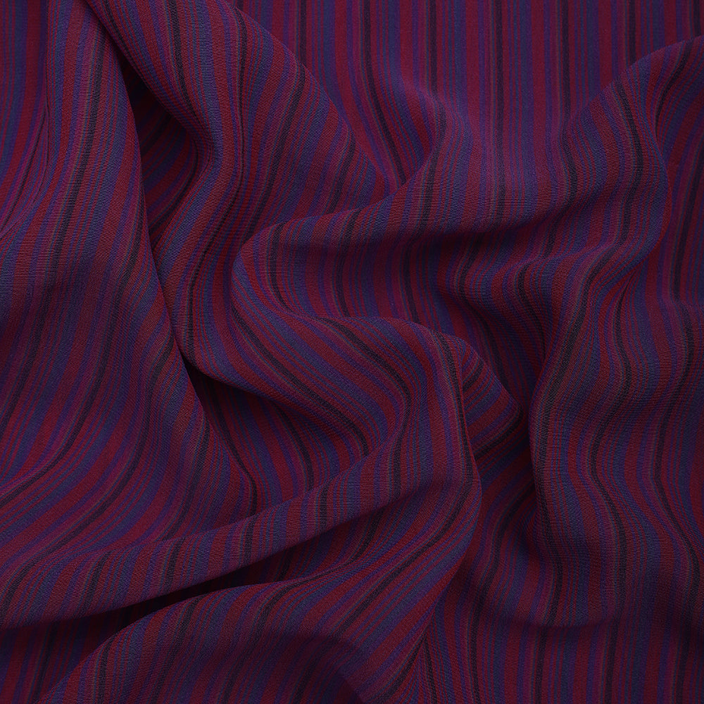 Purple Color Yarn Dyed Georgette Silk Fabric