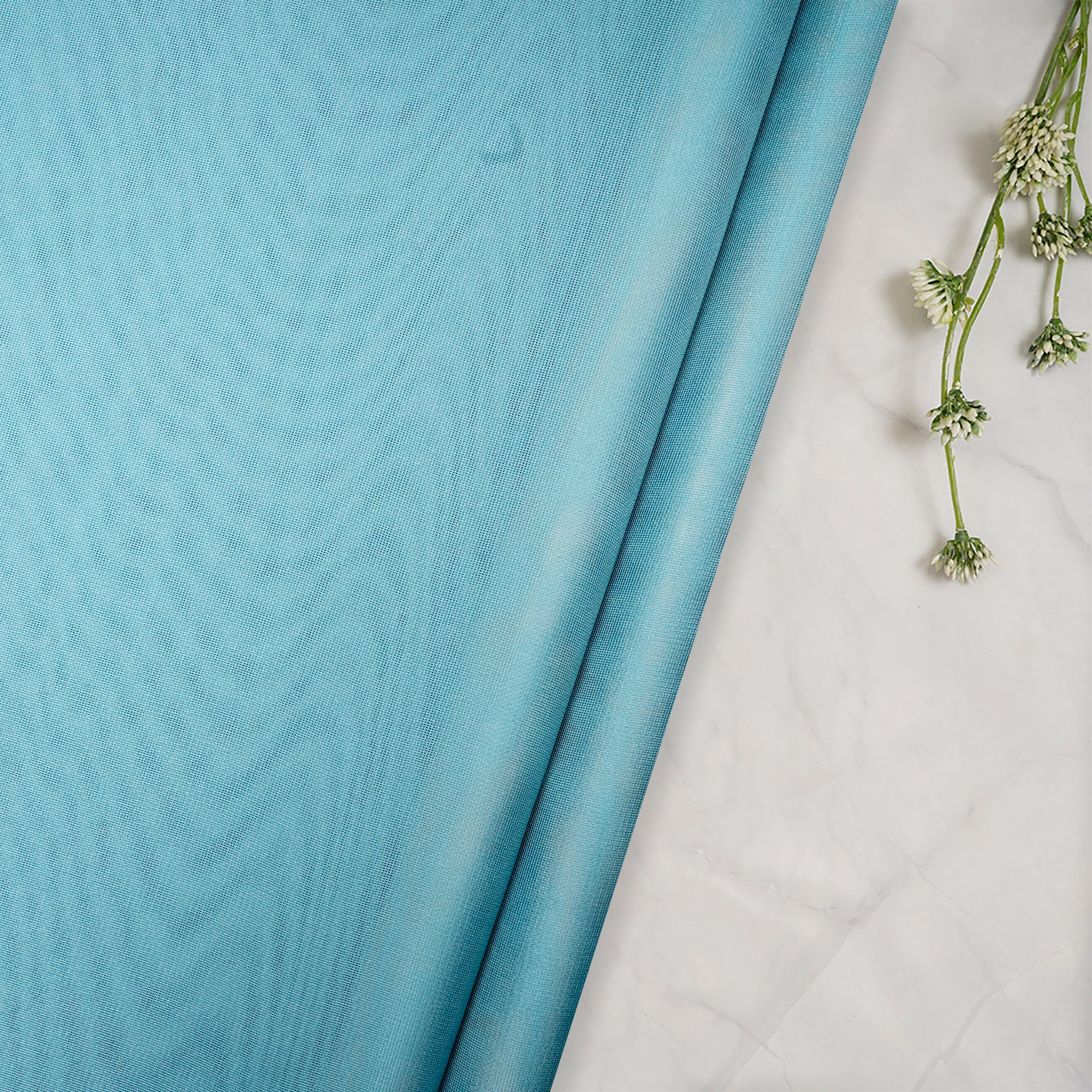 Light Blue Color Georgette Silk Mesh Fabric