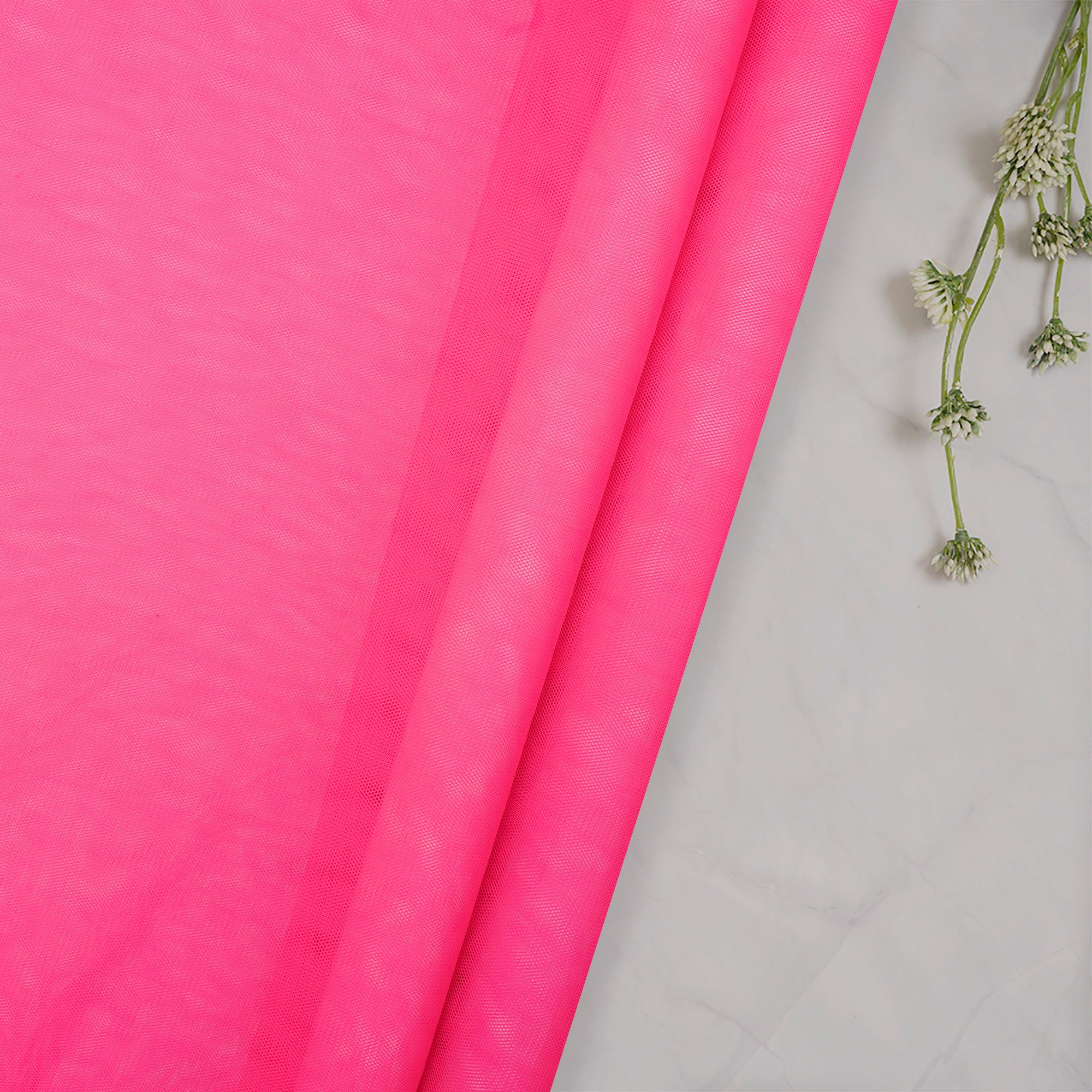 Piece Dyed Pink Butterfly Nylon Net Fabric