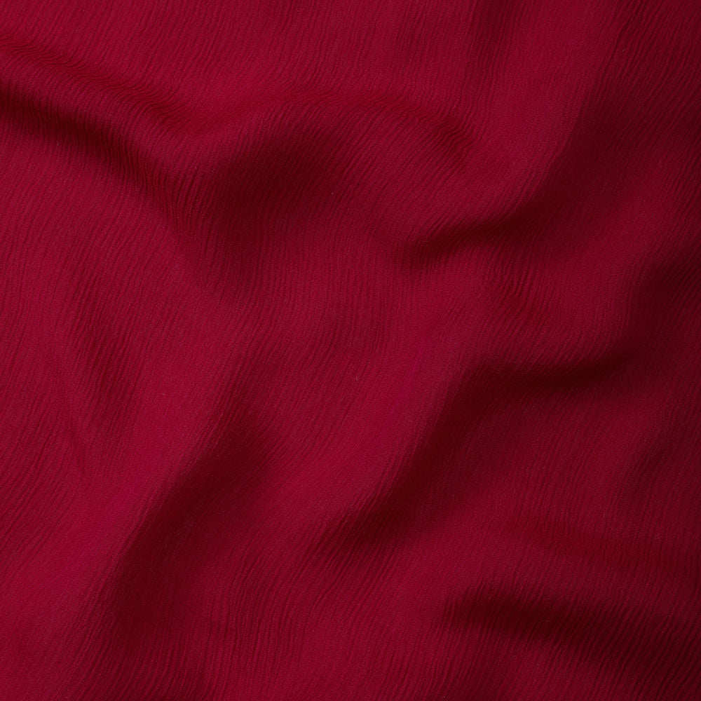 Burgundy Color Chiffon Silk Fabric with Zari Border