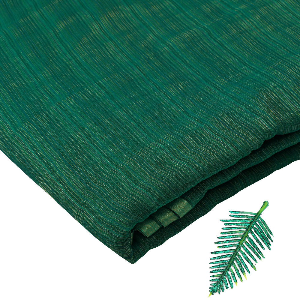 Jade Green Color Yarn Dyed Chiffon Silk Fabric with Zari Stripes
