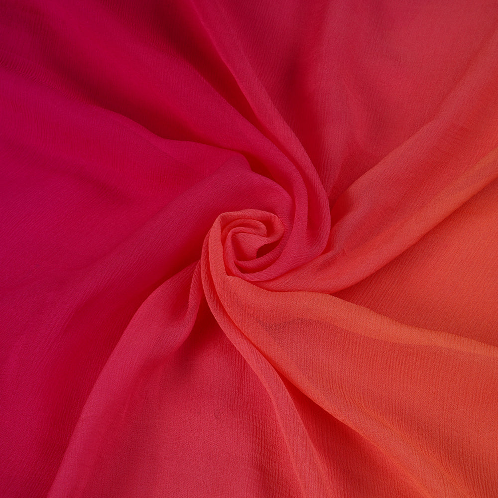 Pink-Peach Color Ombre Dyed Chiffon Silk Fabric