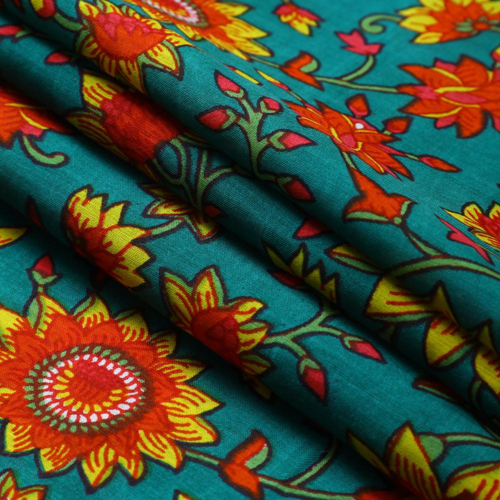 Green-Red Color Printed Bemberg Modal Fabric