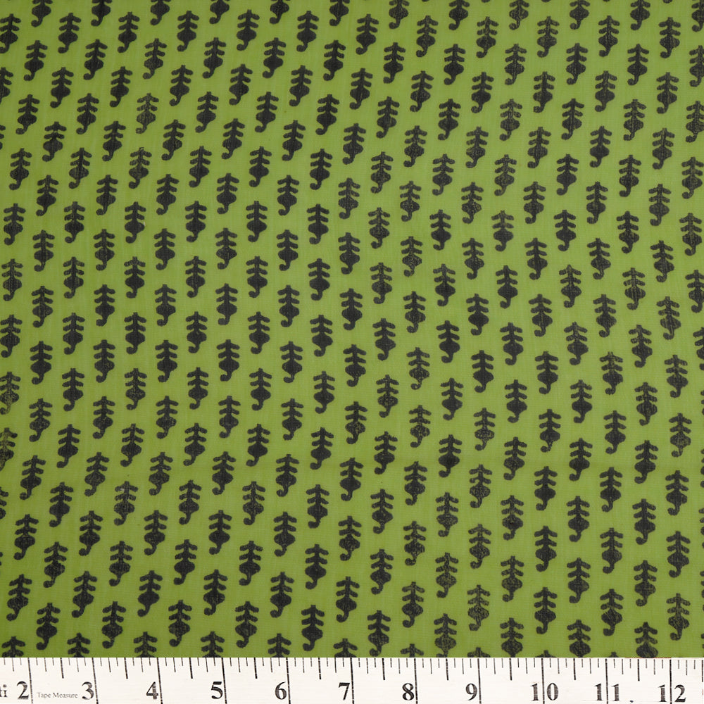 Green Color Digital Printed Bemberg Chiffon Fabric