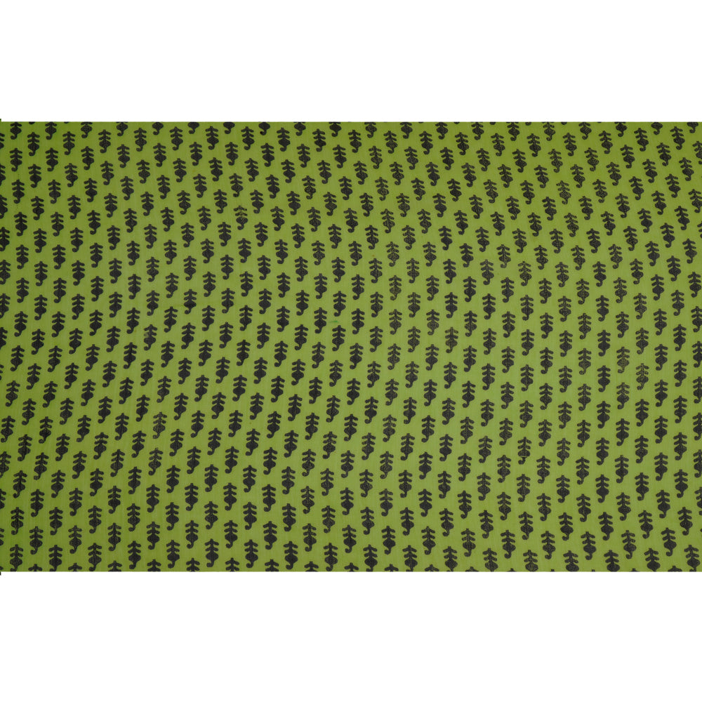 Green Color Digital Printed Bemberg Chiffon Fabric