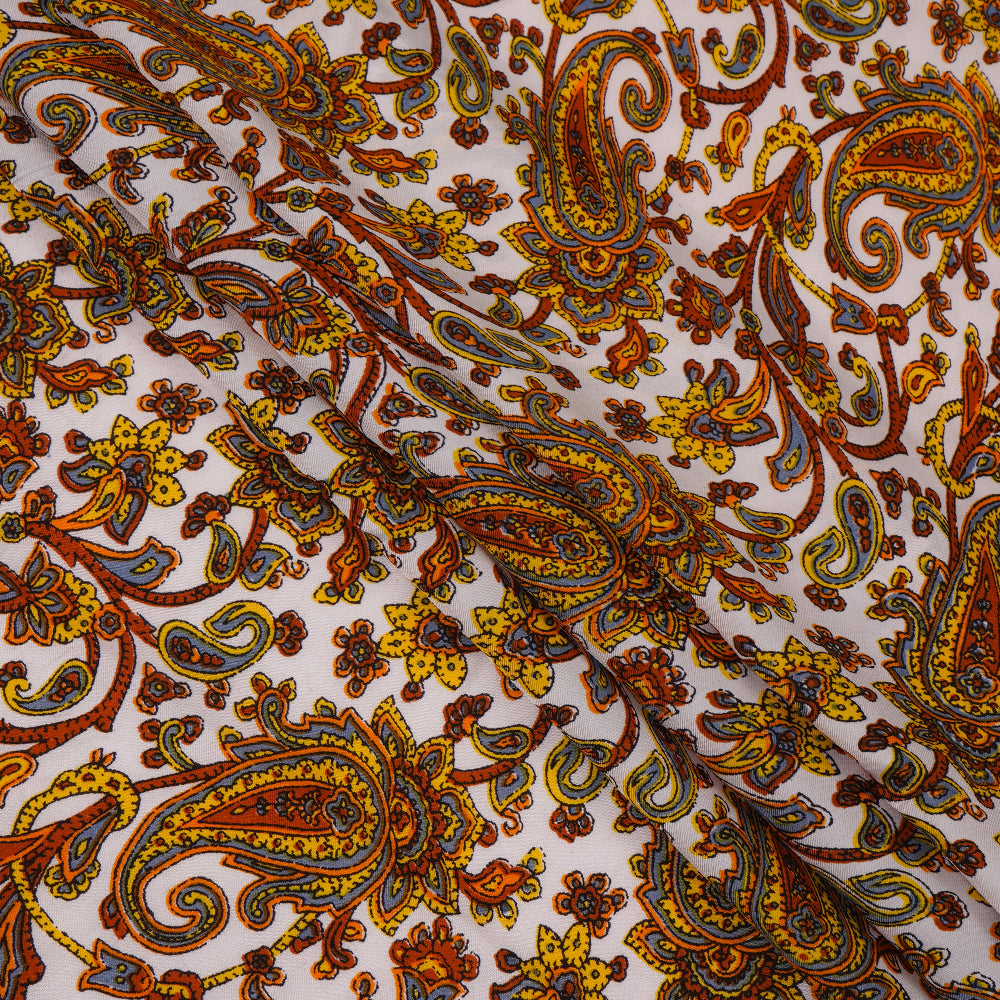 Multi Color Printed Bemberg Satin Fabric