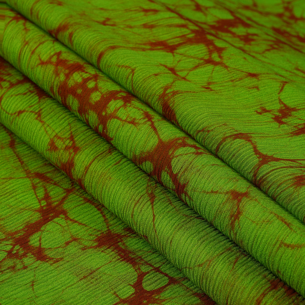 Green Color Handcrafted Batik Printed Silk Fabric