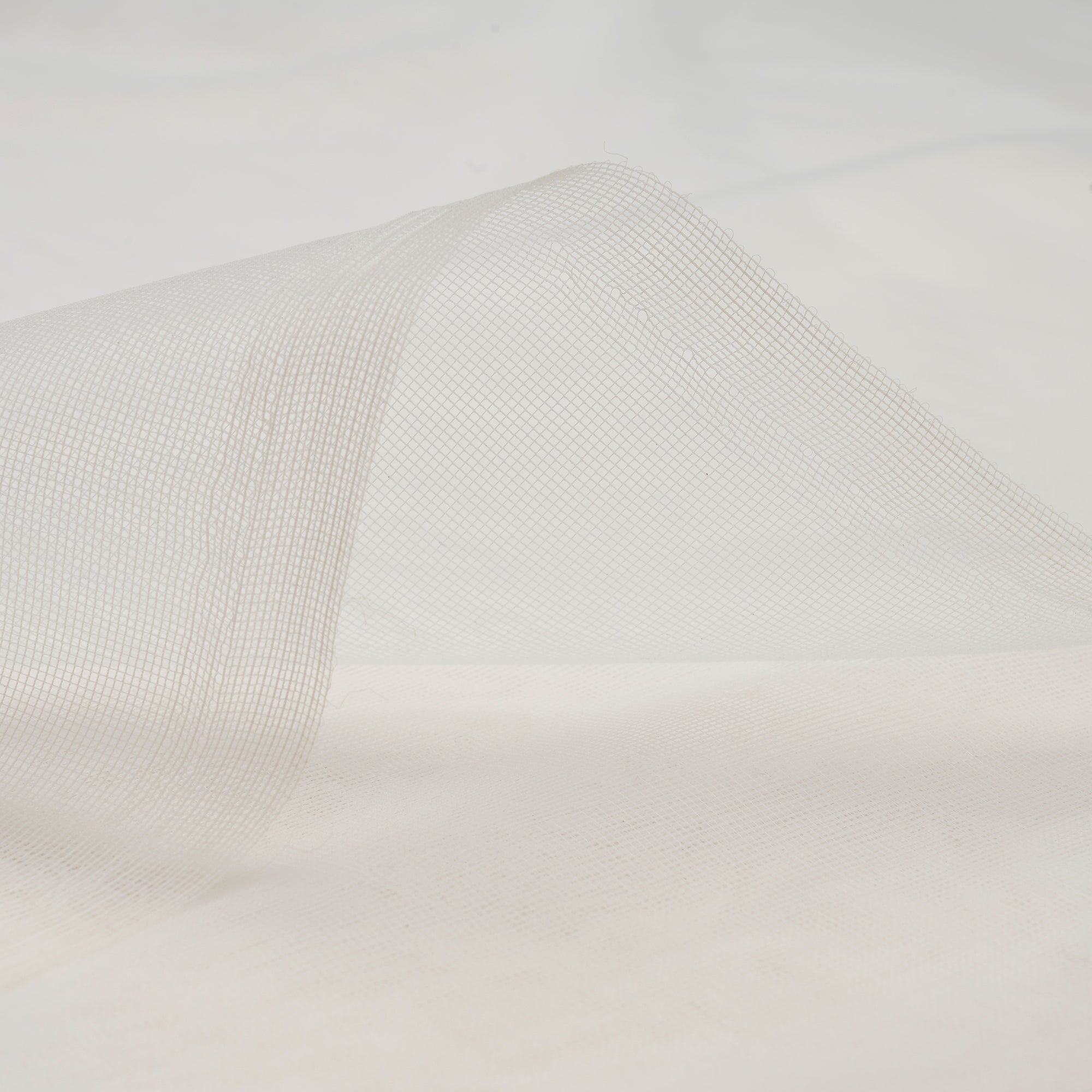 White Dyeable Handwoven Square Net Nylon Fabric