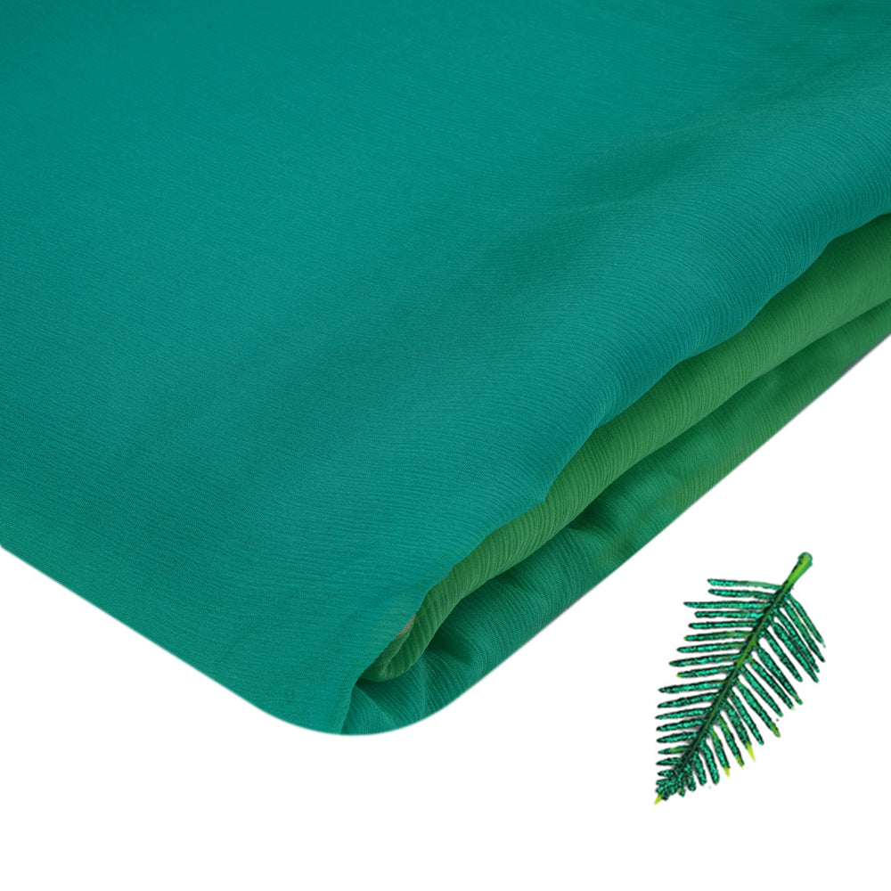 Green Color Ombre Dyed Chiffon Silk Fabric