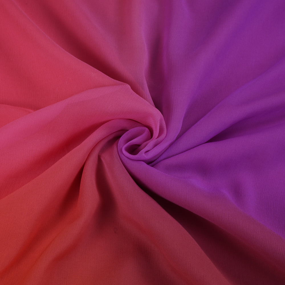 Multi Color Ombre Dyed Chiffon Silk Fabric
