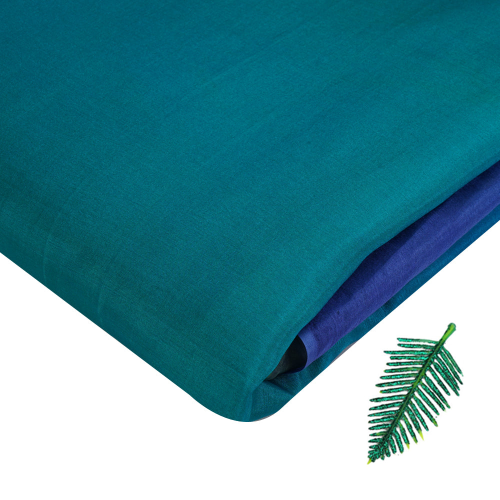 Green-Blue Color Ombre Dyed Tabby Silk Fabric