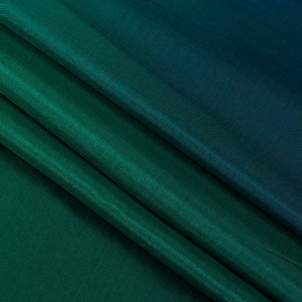 Green-Blue Color Ombre Dyed Tabby Silk Fabric