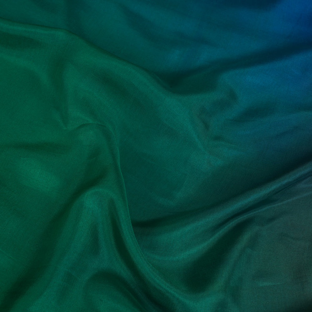 Green-Blue Color Ombre Dyed Tabby Silk Fabric