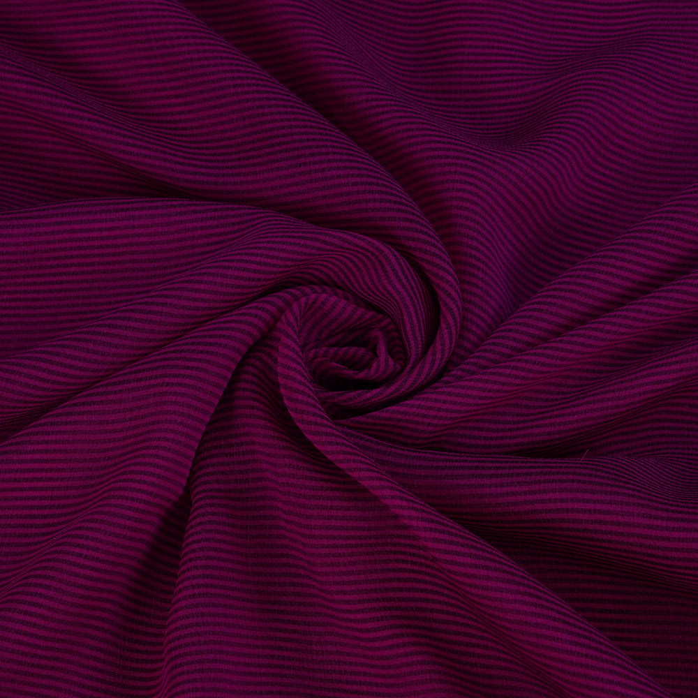 Pink Color Striped Chiffon Silk Fabric