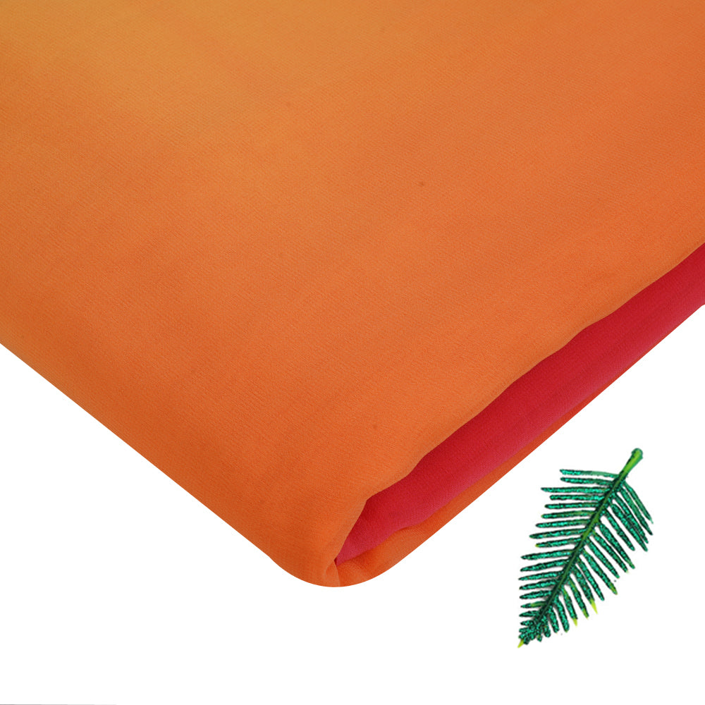 Orange-Red Color Ombre Dyed Silk Fabric