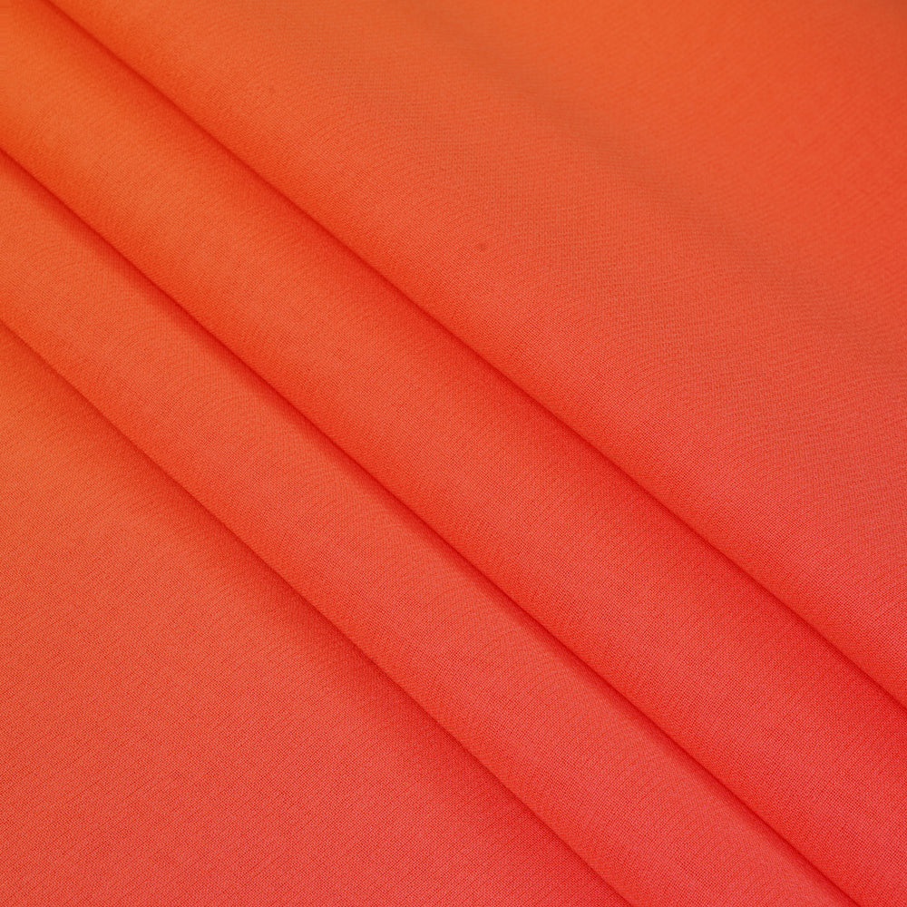 Orange-Red Color Ombre Dyed Silk Fabric