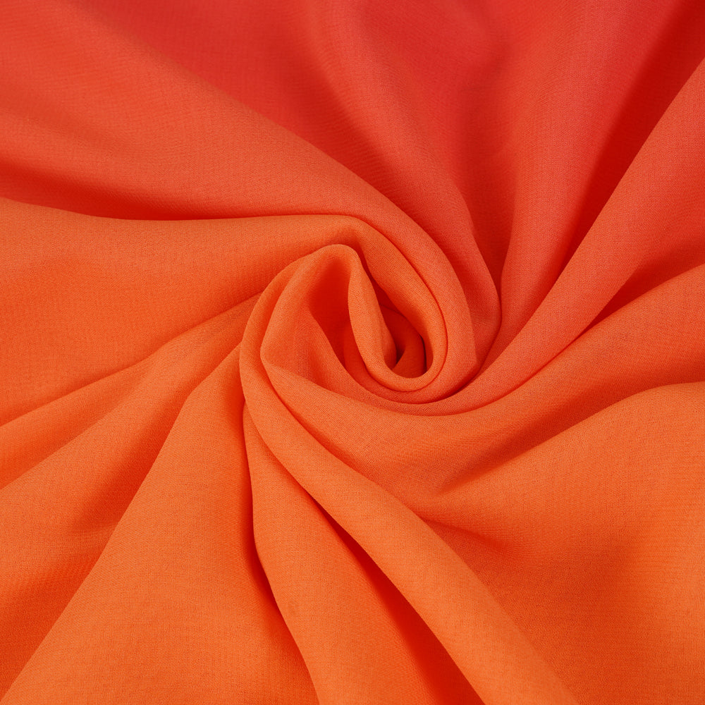 Orange-Red Color Ombre Dyed Silk Fabric