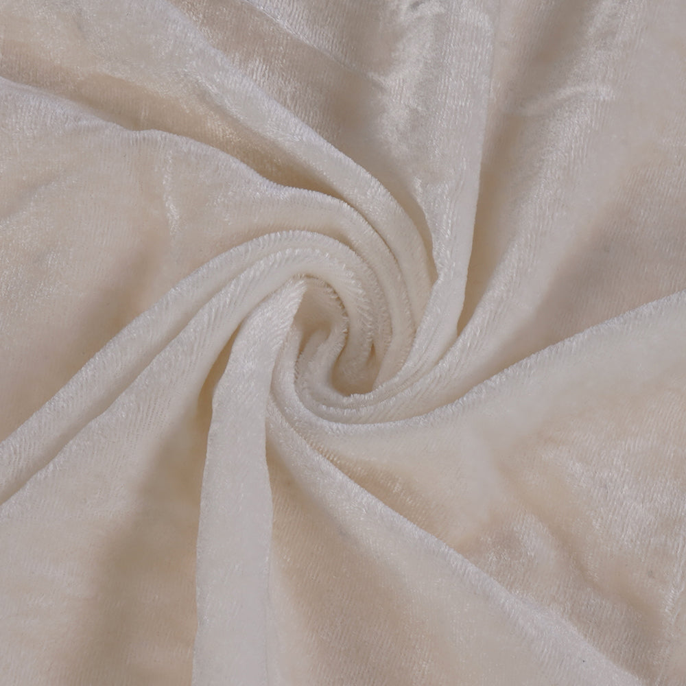 Off-White Color Silk Velvet Dyeable Fabric